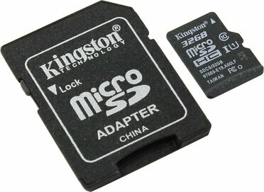 Kingston SDCS32GB microSDH Memory Card 32Gb UHS-I  U1  + microSD--SD Adapter