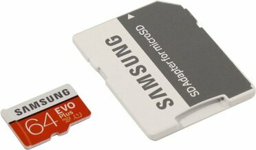 Samsung EVO Plus MB-MC64HARU microSDXC Memory Card 64Gb Class10 UHS-I U1+  microSD-- SD Adapter