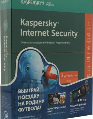 Kaspersky Internet Security KL1941RBCFS для всех устройств на 3 устройства на  1  год