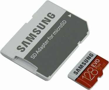Samsung EVO Plus MB-MC128GARU microSDXC Memory Card 128Gb Class10 UHS-I  U3+  microSD--  SD Adap