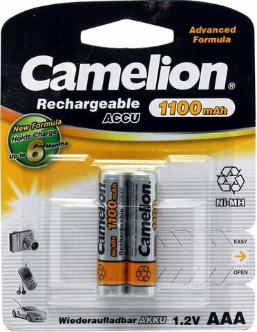 Аккумулятор Camelion NH-AAA1100BP2 1.2V, 1100mAh NiMH, Size 
